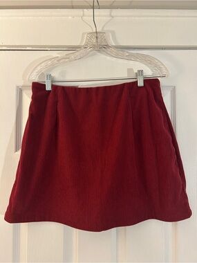 Red Corduroy Mini Skort